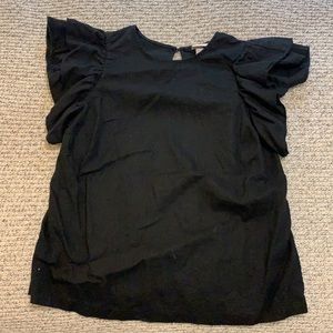 Ruffle Sleeve Black Top